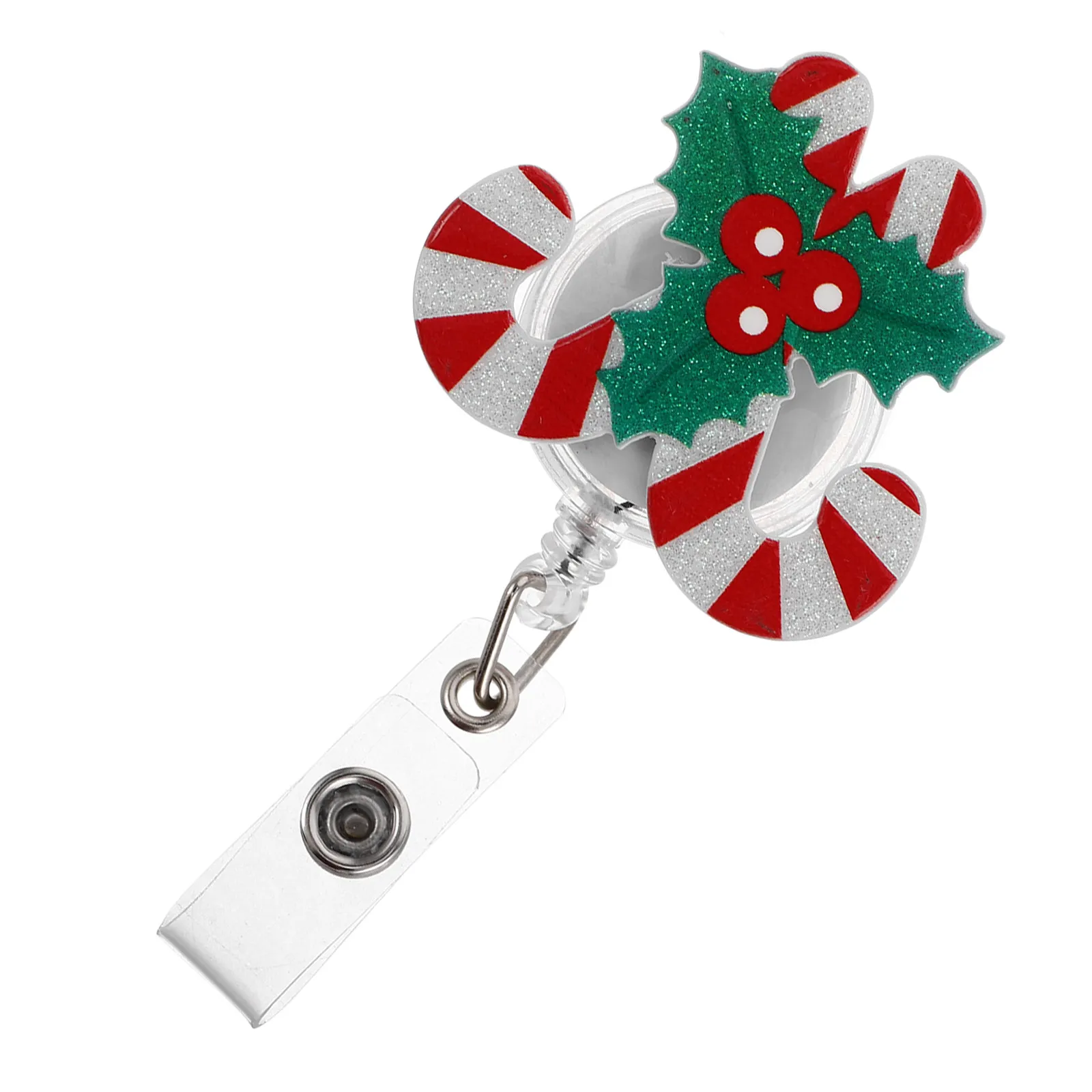 Christmas Badge Reel Retractable Nurse Id Name Card Rotating Clip Flat Design Secure Badge Holder Holiday Nurse Student