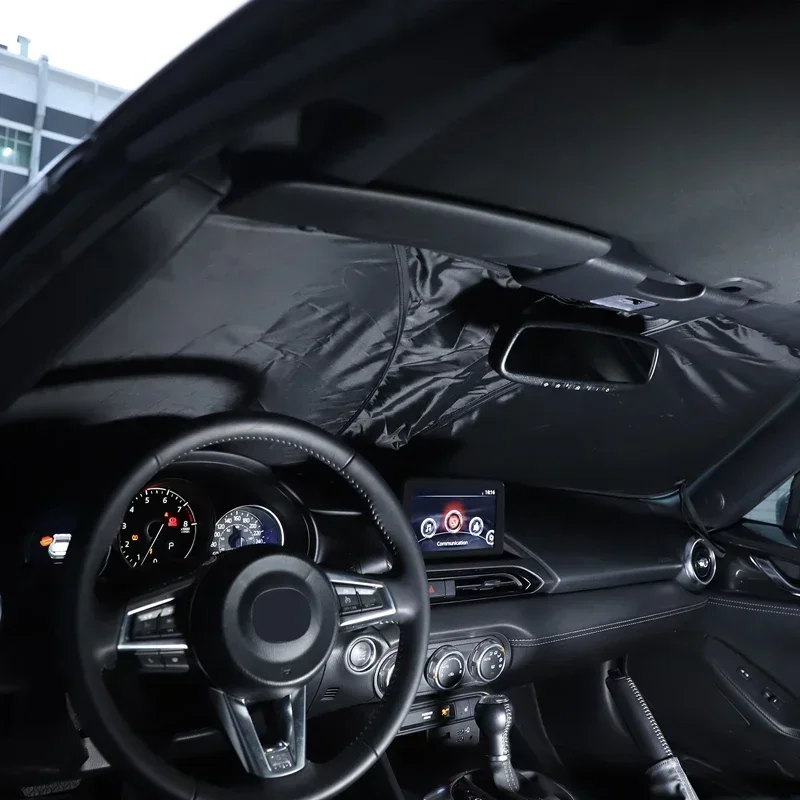 

For Mazda MX-5 ND 2016-2025+ Cloth Silver Car Front Windshield Sunshade Sun Protection Visor Sunshade Car Accessories