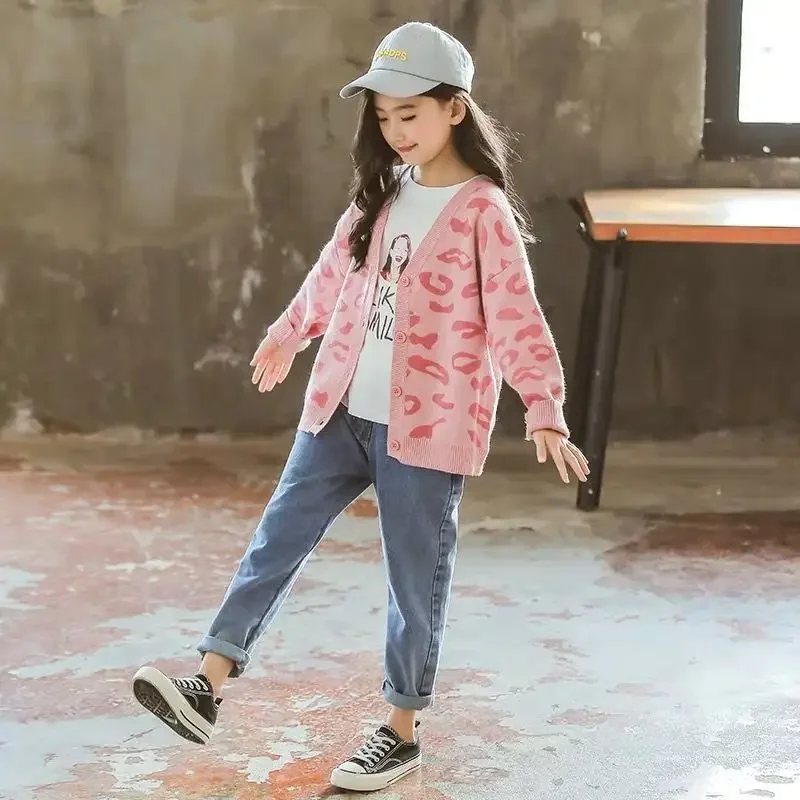 

Girls Cardigan Sweater Fashion Korean Version Children's Clothing Knitted Sweater Jacket Autumn Clothing Winter Clothing