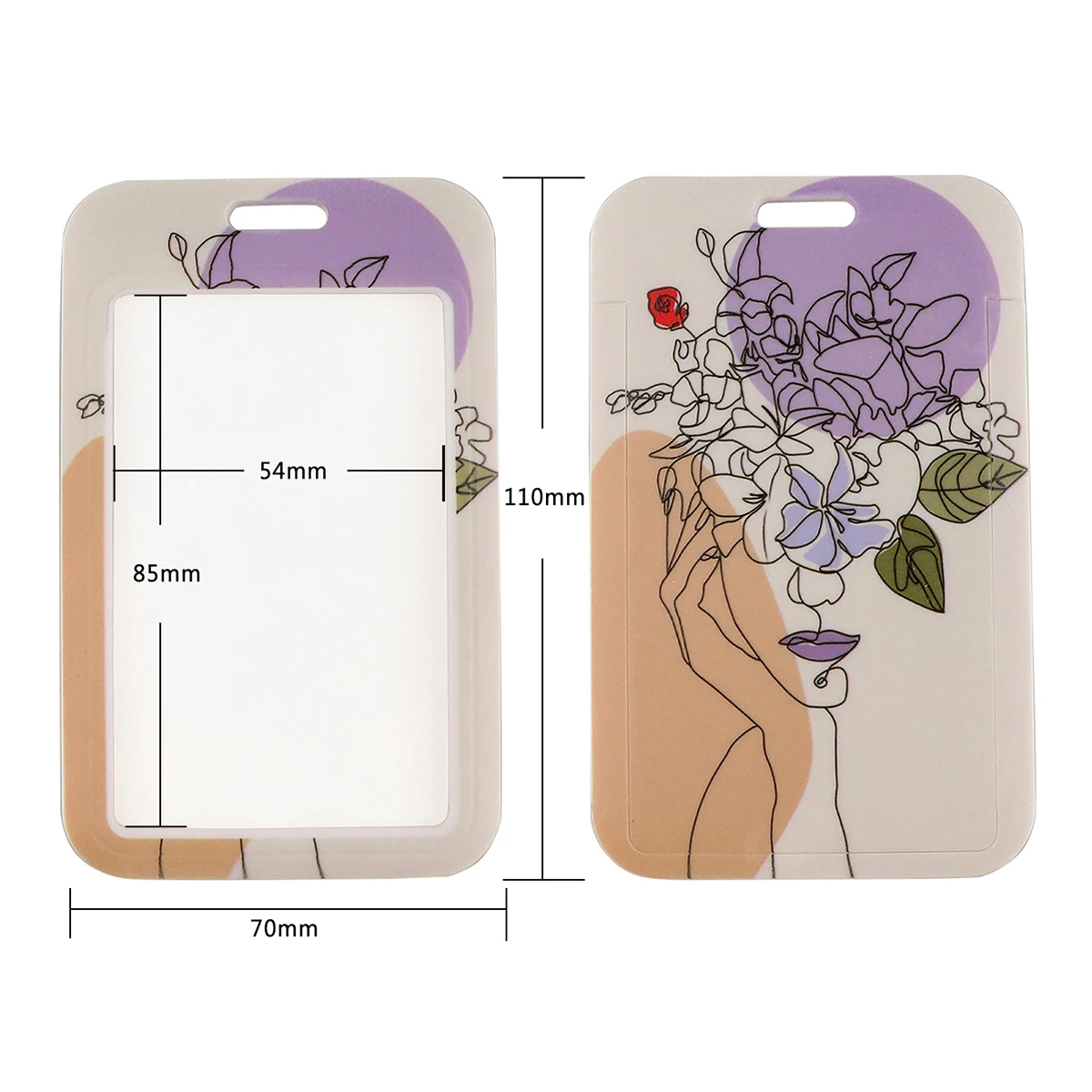 R2968 Minimalist Flower Art Fashion Lanyards ID Badge Holder Bus Pass Case Cover Slip Bank Credit Card Holder Strap Cardholder