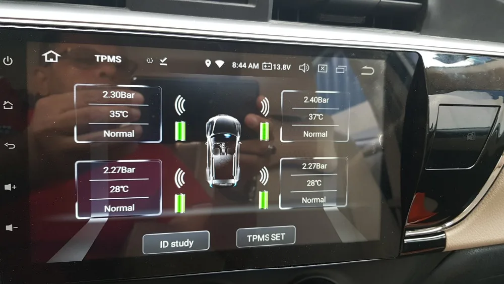 Sistema de Monitoreo de presión de neumáticos para coche, dispositivo TPMS USB para Android, reproductor de DVD, 4 sensores, alarma de temperatura de neumáticos