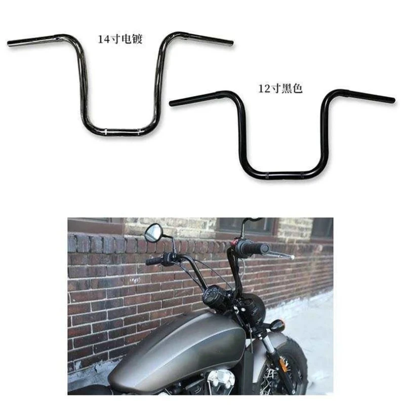 

1 inch Motorcycle Handlebar 10"/12"/14" Rise Handle Bar For Indian Scouts Hussar Bobber Custom Motorcycle Steering Wheel