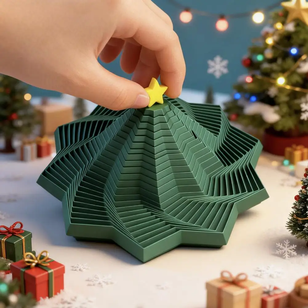 3D Printed Christmas Star Toy Stress Relief Retractable Tower Fidget Star with Handle Kids Teens Adults Portable Travel Telescop