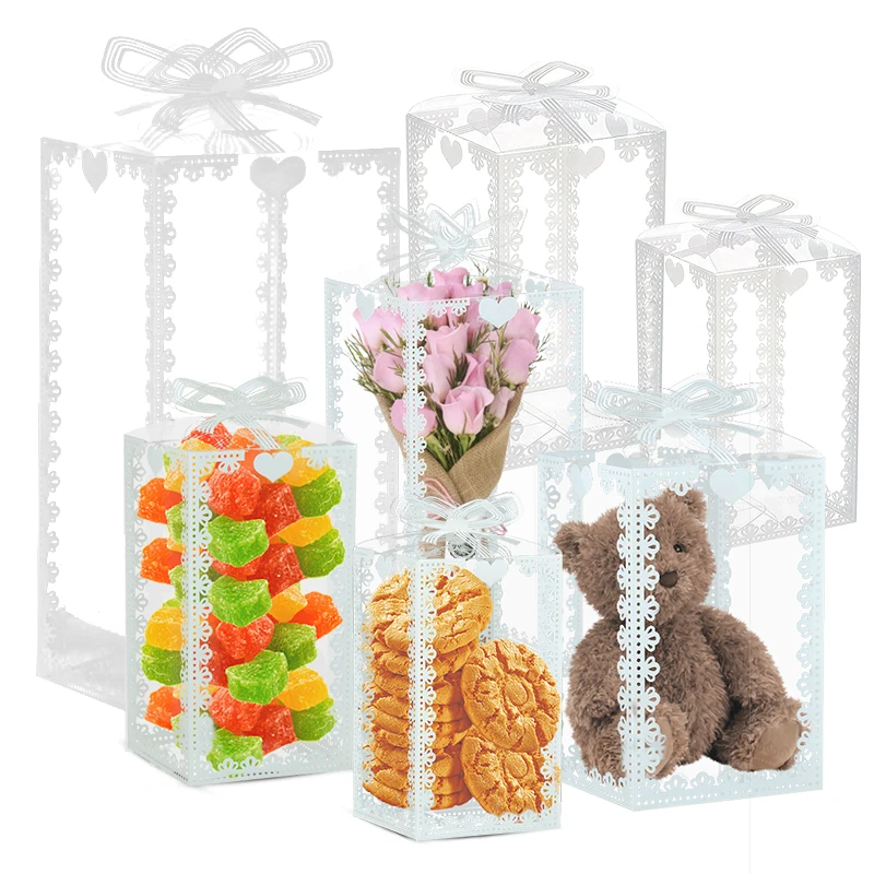 

5pcs PVC Clear Candy Gift Box Chocolate Toys Jewelry Packaging Box Case Multi Size Wedding Birthday Xmas Valentine Party Favors