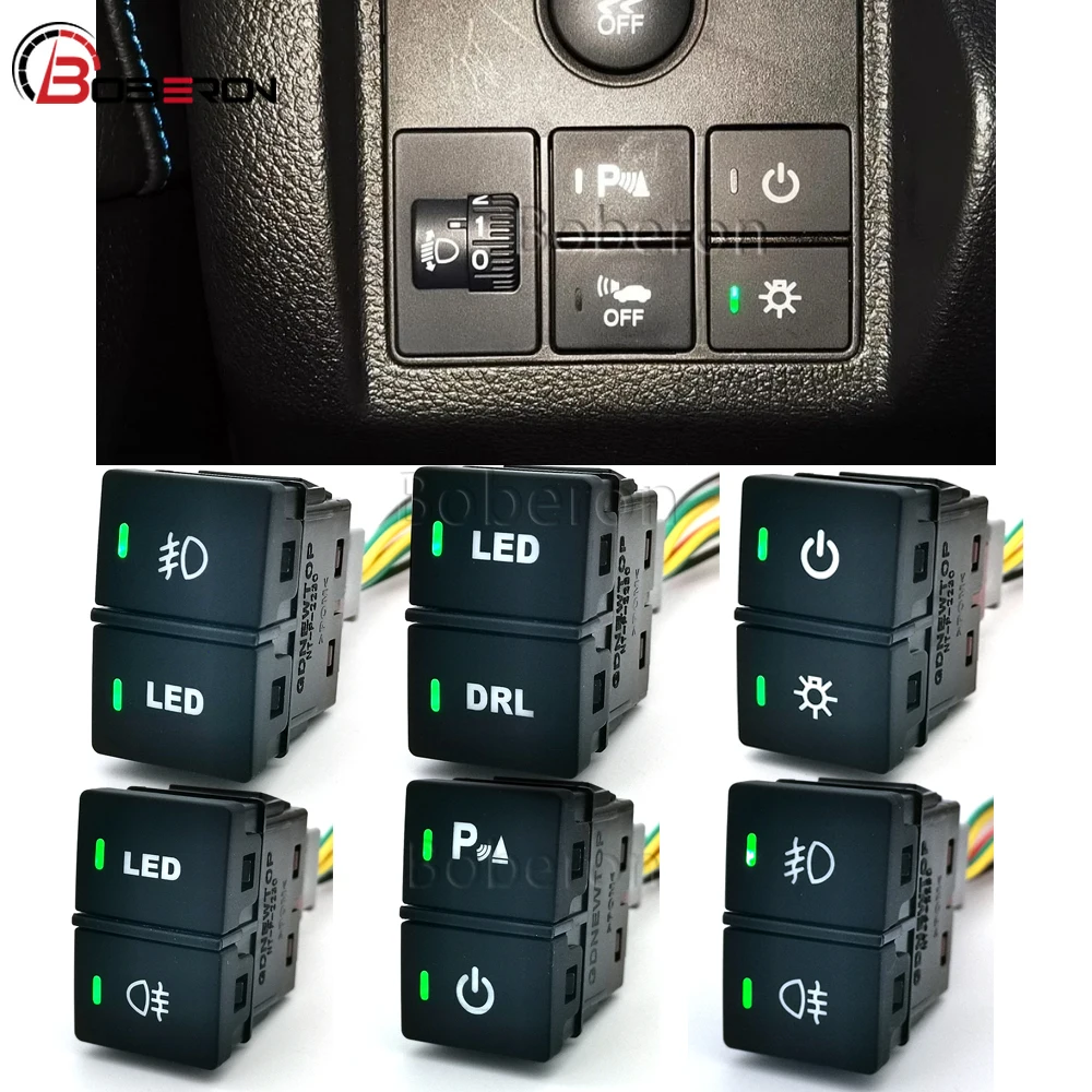 1PC Car LED DRL Front Rear Fog Button Radar Parking Switch with Wire For Honda Accord Civic City HRV CRV AVANCIER 2016-2022