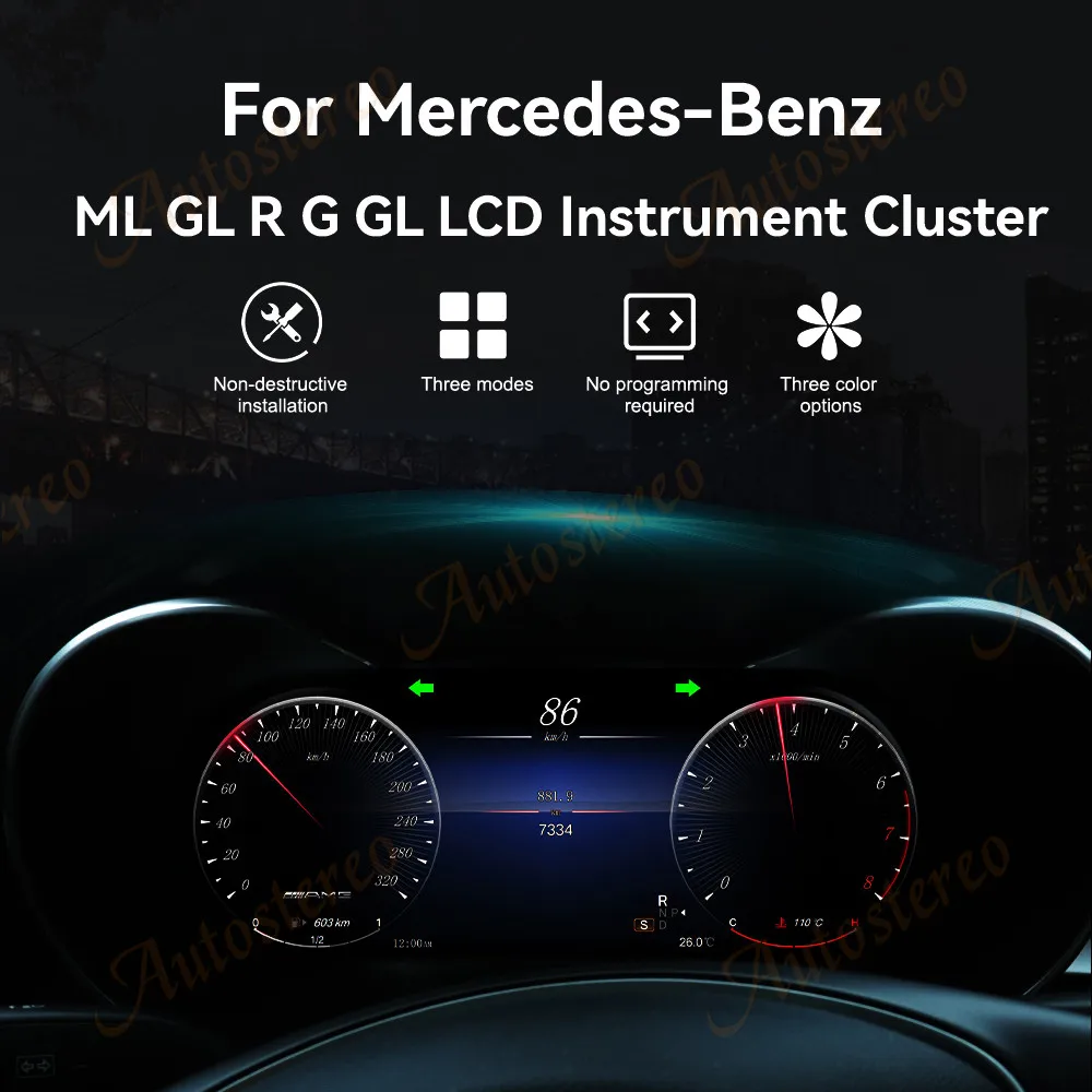 Car Odometer LCD Digital Cluster Virtual Cockpit For Mercedes Benz GL Class ML Class 2005-2012 Auto Dashboard Speed Meter Screen