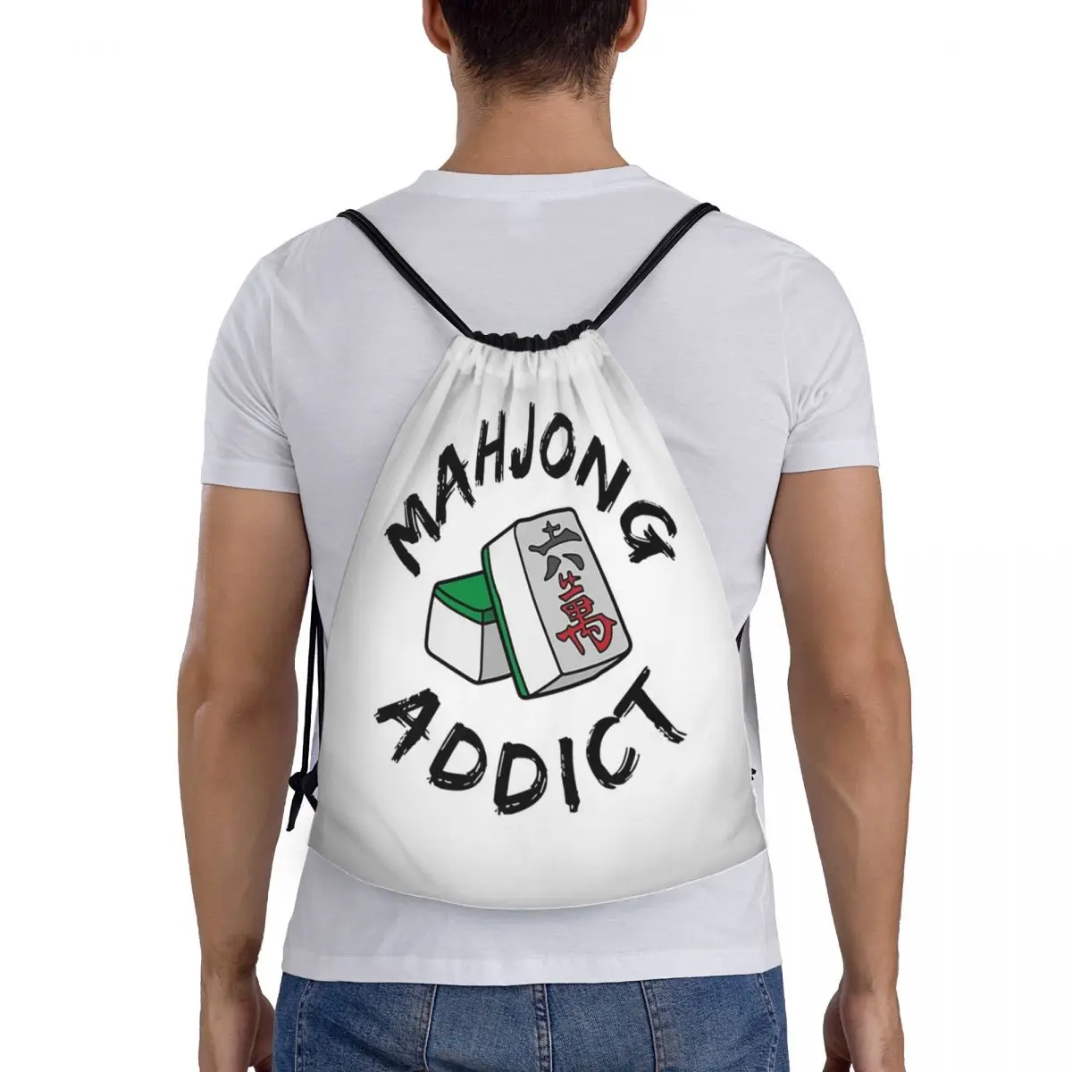 

Mahjong Addict Backpacks Multi-function Drawstring Bundle Pocket Shoes Bag Book Bags for Travel School