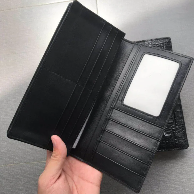New Thai Casual True Crocodile Back Bone Skin Long Fashionable and Trendy Male Wallet Mens Coin Purses Holders кошелек мужской
