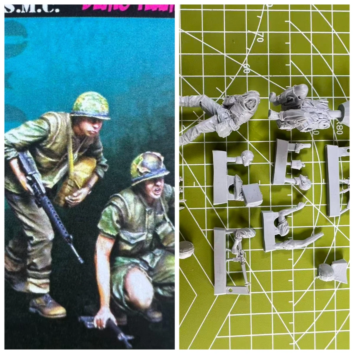 

1: 35 Die Casting Resin Model US Soldier 2-Person Jungle War Model Scene Layout Unpainted State