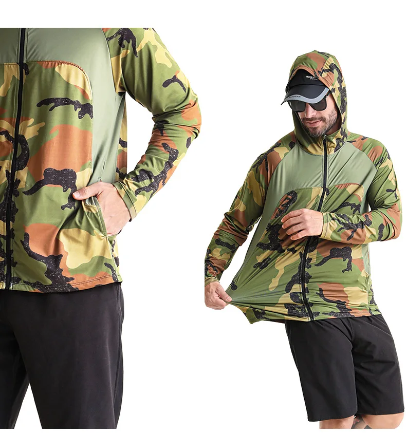 Men Anti-UV Sun Protection Camouflage Outdoor Water Sports Beach Surfing Fishing Clothes UPF50+Long Sleeve Breathable SwimSuit
