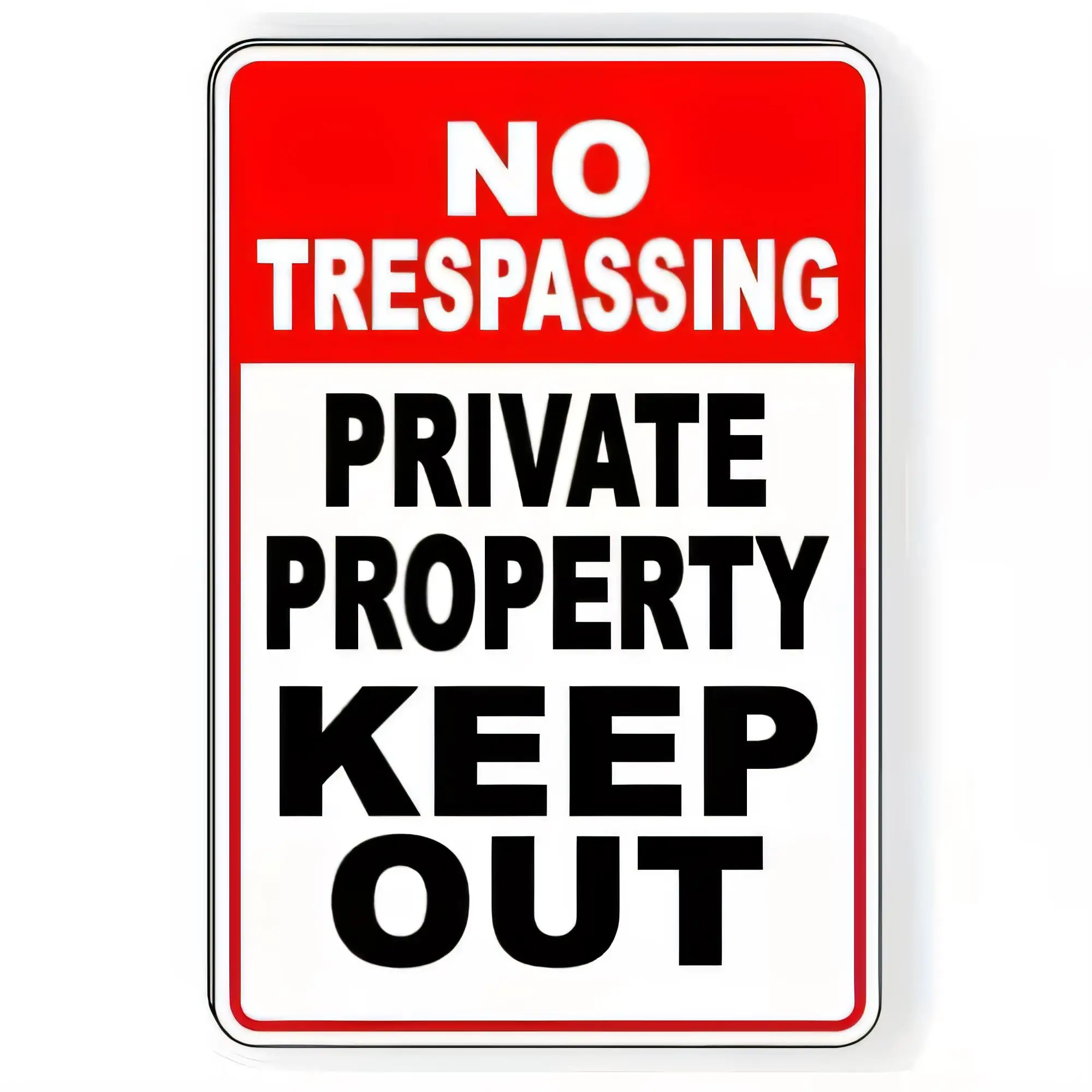 Tin Sign No Trespassing Private Property Keep Out Metal Warning Sign Red White Black Vintage Door Plaque Farmhouse Wall Decor fo
