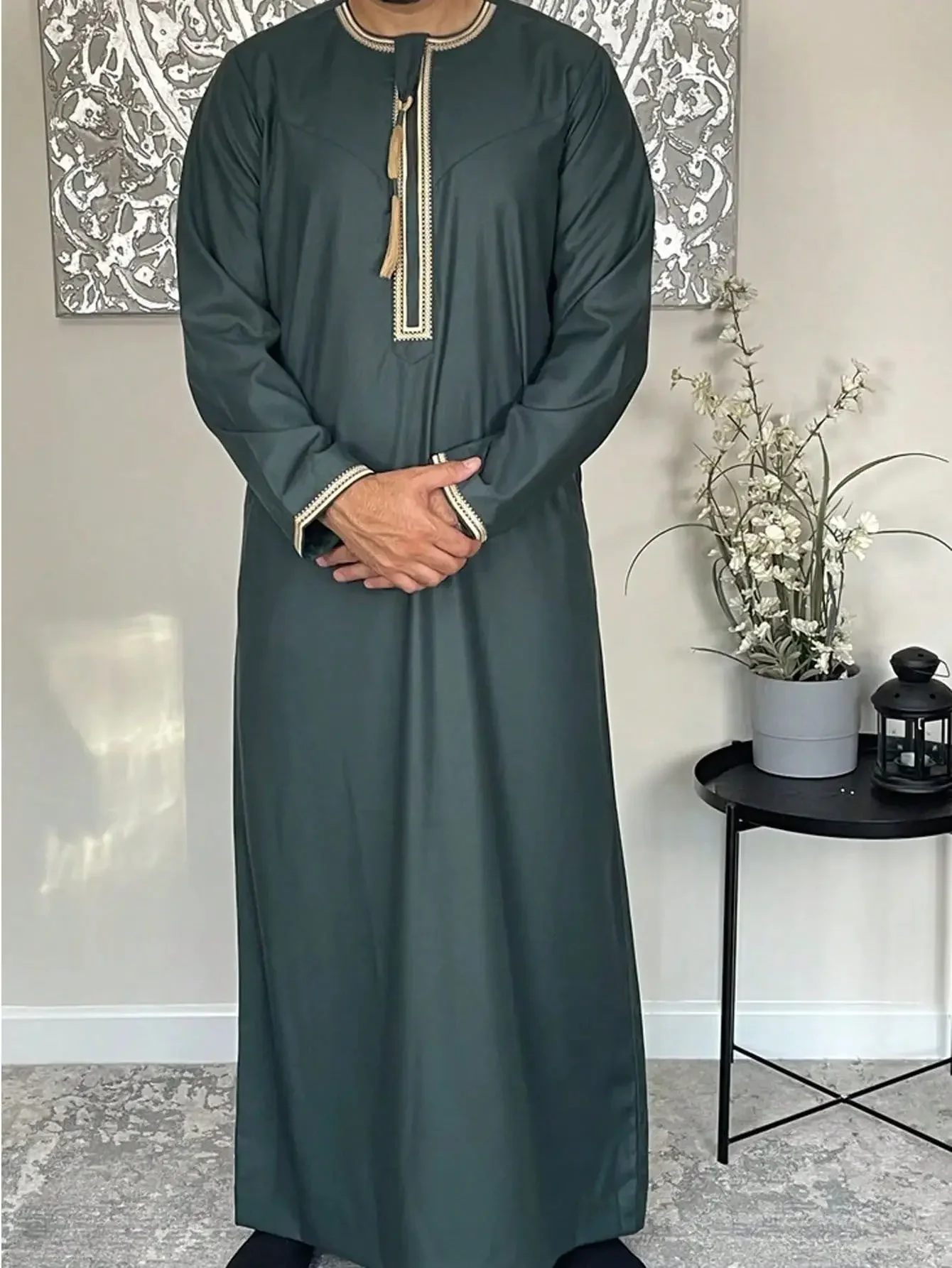 Eid มุสลิมชาย Jubba Thobe สบายๆลาย Abayas Hooded เสื้อคลุมยาวเสื้อผ้าอิสลามดูไบ Caftan โมร็อกโก Jalabiya Ramadan