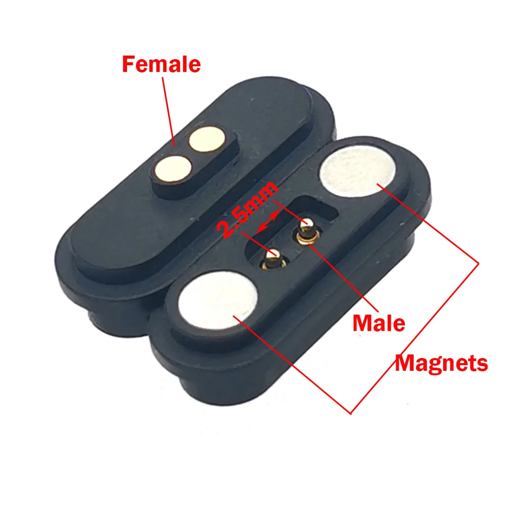 موصل مغناطيسي مقاوم للماء للإناث والذكور ، تباعد غرزة ، مقبس طاقة تيار عالٍ ، 2 دبوس ، 2 أ ، 12 فولت العاصمة ، 10