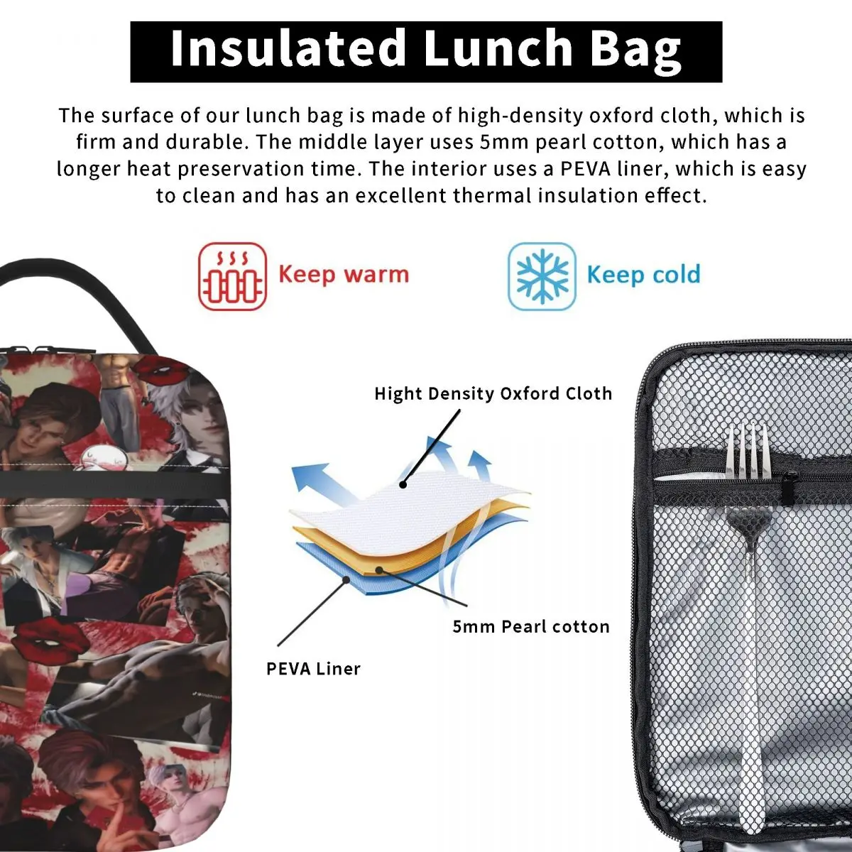 Sylus Love And Space Lunchtasche Game Love And Deepspace Fashion Lunchbox für Unisex Outdoor Reißverschluss Kühltasche Tote Lebensmitteltaschen