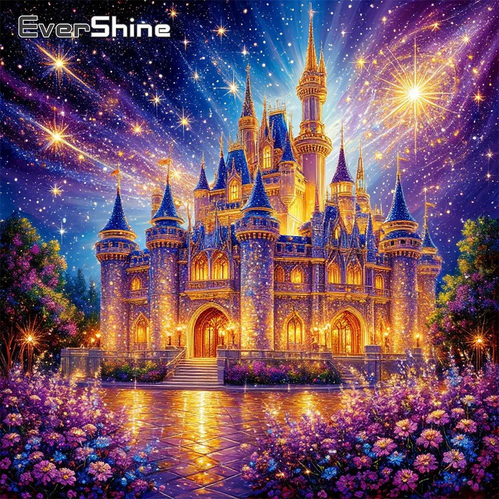 EverShine Diamant-Mosaik Schloss Vollbohr-Stickerei Landschaftsbild Strass-Gemälde Blumen 5D DIY Wanddekoration