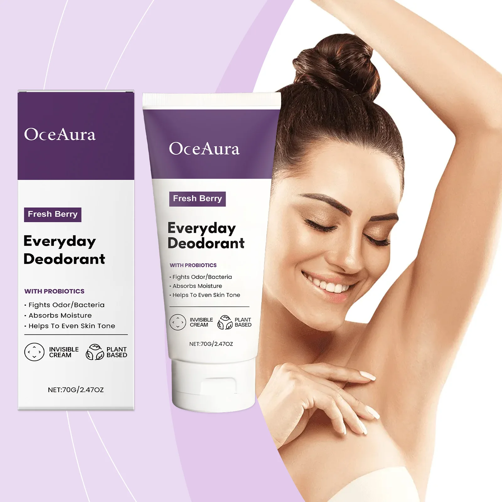 Fruity Scent Fresh Deodorant Cream, Cleans Underarm Odor, Summer Cool, Daily Body Care Cream, Nourishes & Softens Skin