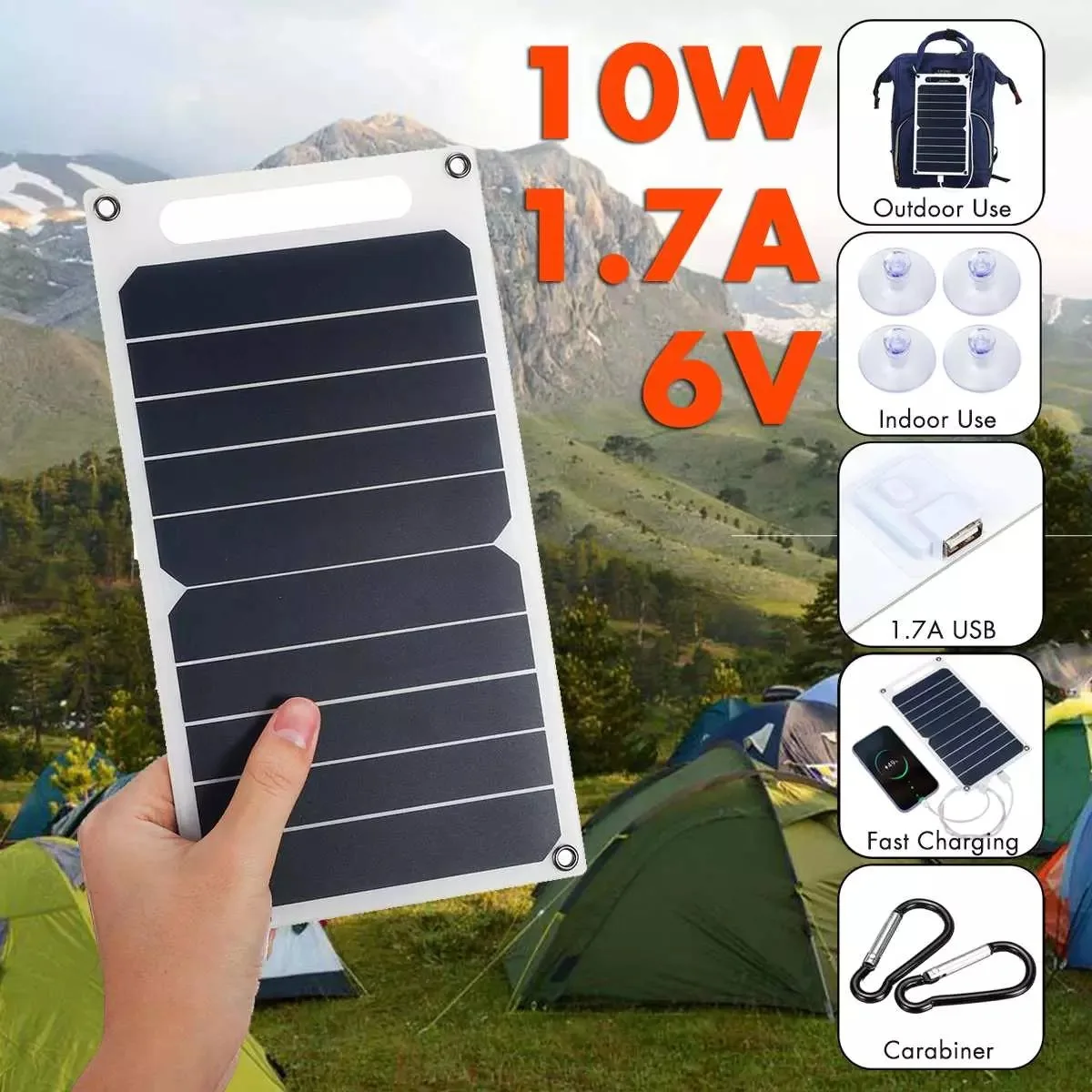 solar charging panel 10W 6V For Power Bank Mobile Camping Light for solar panel water proof USB interface