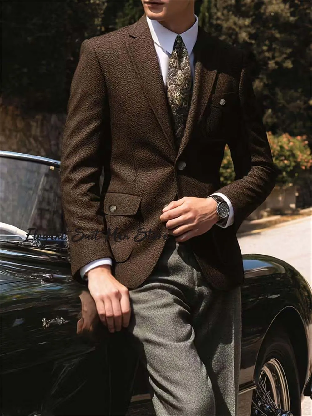 

Мужская винтажная твидовая охотничья куртка с несколькими карманами, повседневная верхняя одежда в стиле ретро, винтажная твидовая куртка, пальто