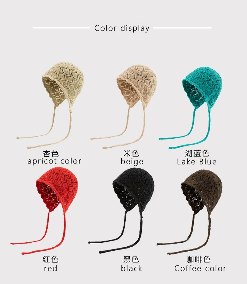 Autumn And Winter New Handmade Knitted Baotou Hat For Women Hollow Wool Hat Retro Versatile Knitted Hat Stacking Hat