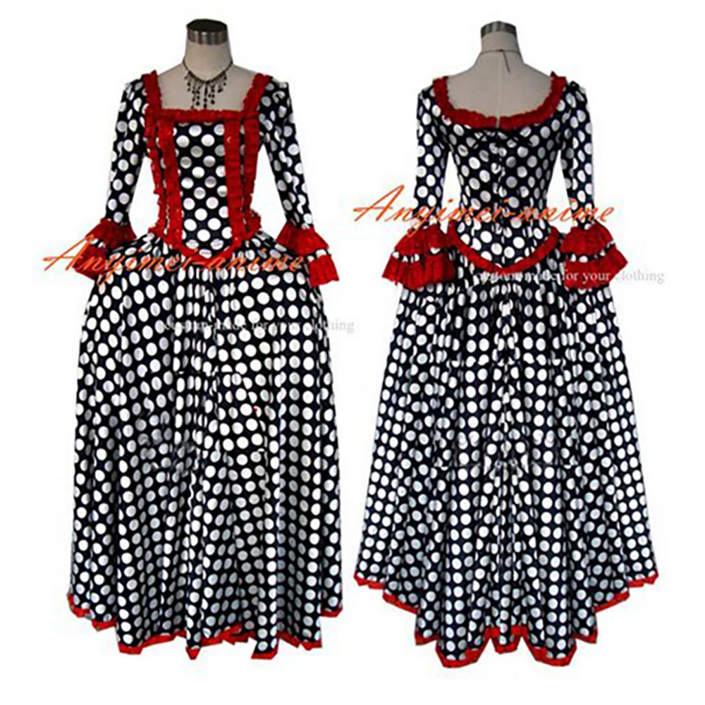 fondcosplay Victorian Rococo Medieval Gown Ball satin Dots Dress Gothic Punk Cosplay Costume CD/TV[G237]