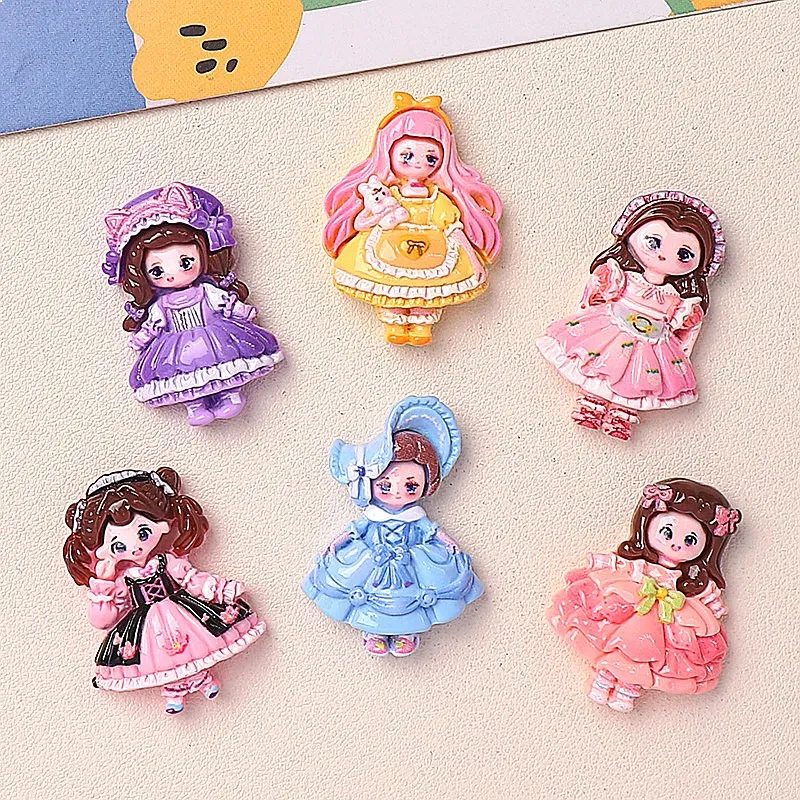 100pcs Kawaii Cartoon Princess Flatback Cabochon DIY Phone Case Hairpin Keychain Scrapbook Craft Decor