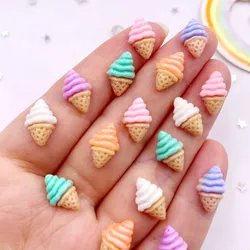 50pcs Resin Kawaii Mini Colorful Ice Cream Flatback Rhinestones Figurines Nail Art DIY Scrapbook Accessories Crafts Supplies SL8
