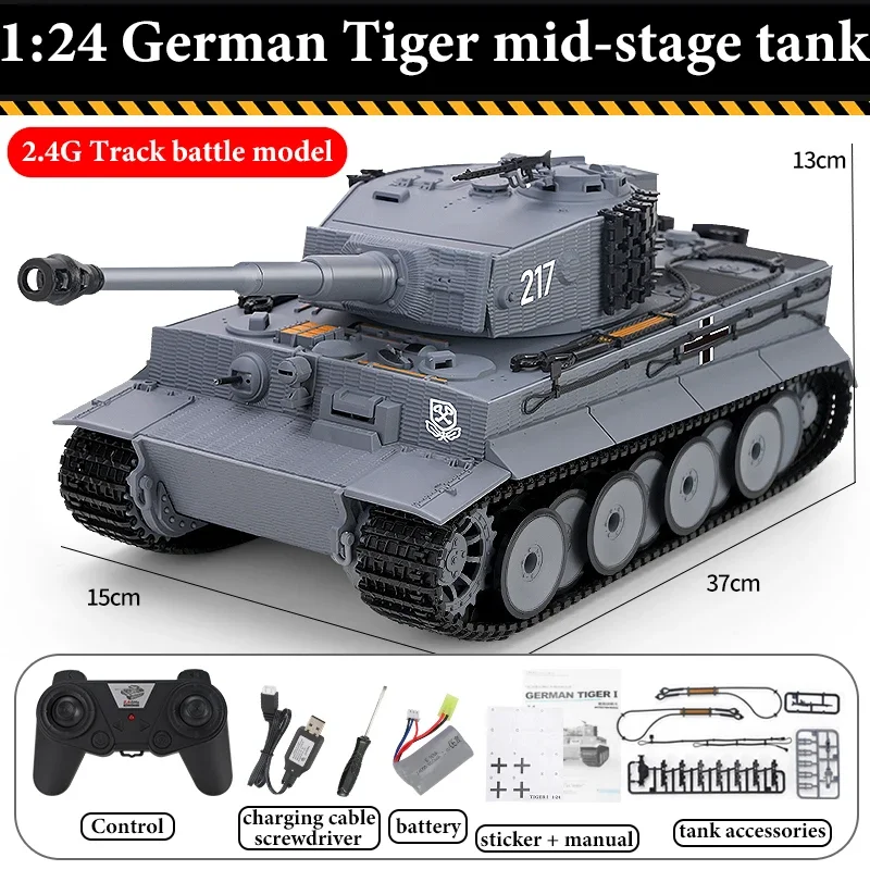 

1/24 Taigen RC Battle Tank Tiger I Radio Control Military Tanks Infrared Combat Cars Ready To Run Vehicle Toys for Boys TH23570