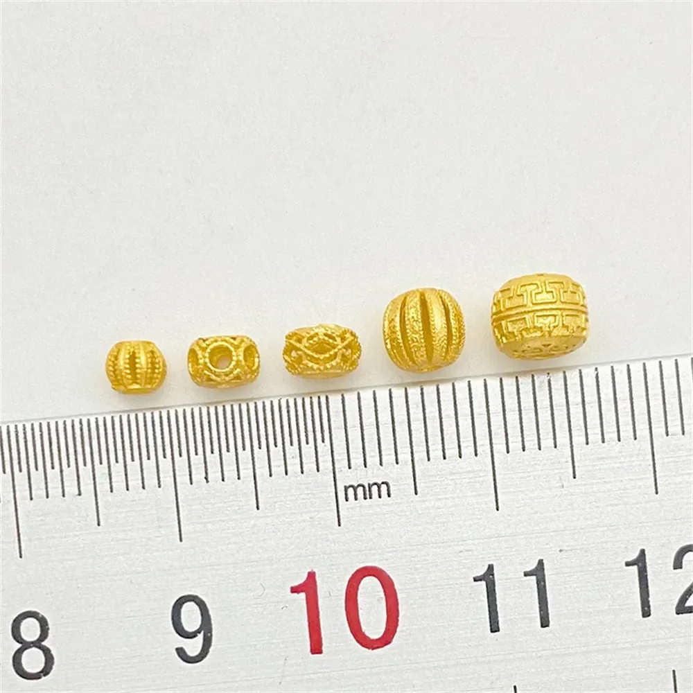 S925 Ancient Silver-plated Hollow Pumpkin Back Pattern Bead Spacer Handmade DIY String Bracelet Jewelry Material Accessories