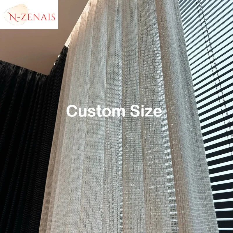 Modern High-end Living Room Gauze Curtain Minimalist Italian Style Light-transmitting and Slightly Transparent Custom Size Tulle