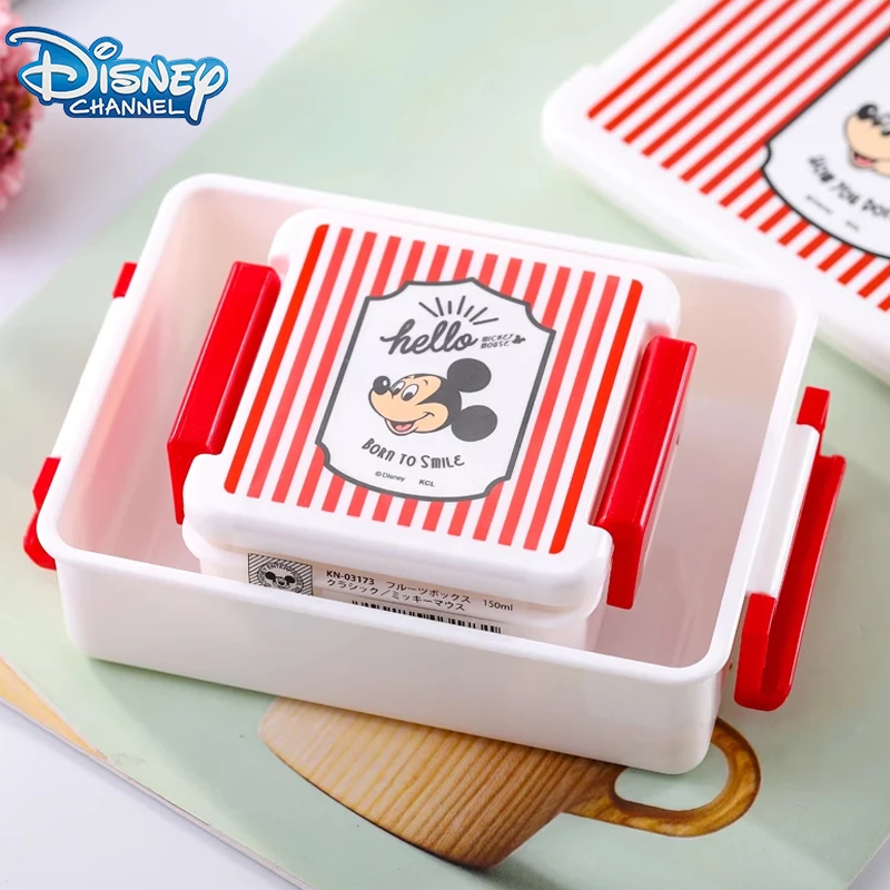 Disney Mickey Mouse 380ml Lunch Box Cute Fruit Storage Box Cartoon Lunch Box Portable Lunch Box Party Gift