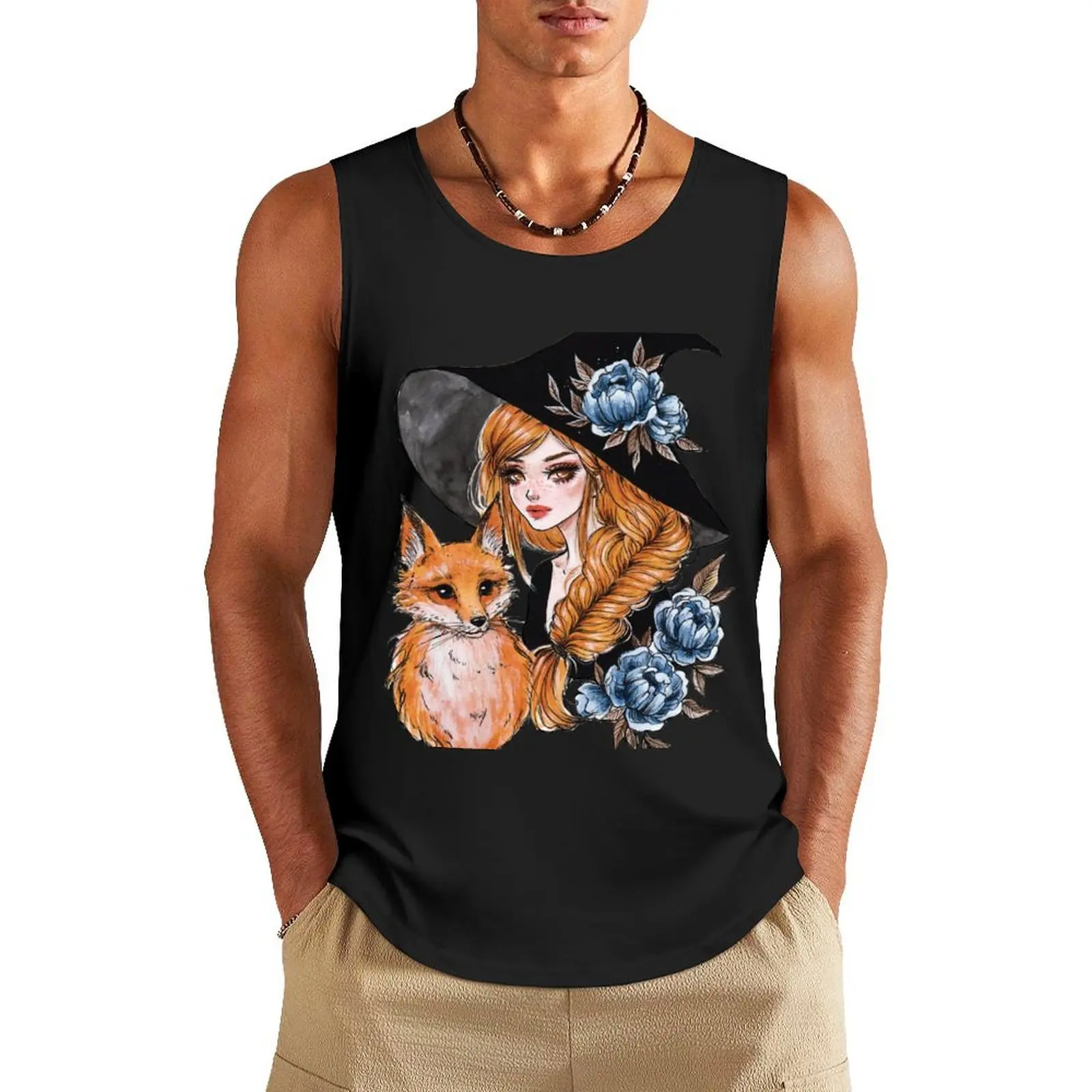 

Fox witch Tank Top gym shirts vest men t-shirts man