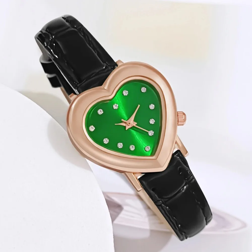 Luxury Watch Women Quartz Leather Watches Heart Ladies Wristwatch Rhinestone Dress Clock Gift Часы Женские Наручные Montre Femme