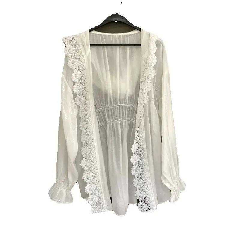

2025 Summer Design Sense Sun Protection Clothing Jacket Women Hooded Lace Loose Thin Sun-Protective Tops Female Cardigan Coat
