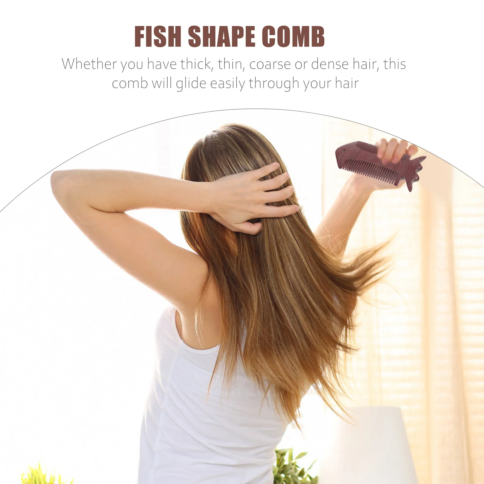 

Расческа из сандалового дерева в форме рыбы, расческа для укладки волос с натуральными полированными зубами, массажная расческа для кожи головы, снимает напряжение, легко распутывает уход за волосами