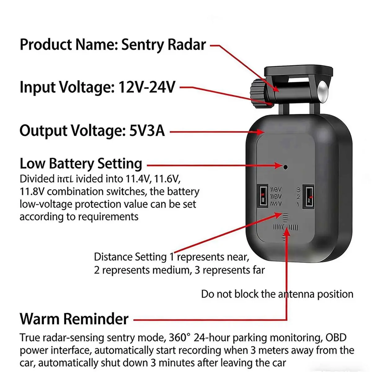 (A60I] Universal OBD Hardwire Kit for Dash Cam with Type-C Port 12V-24V to 5V3A Power Cable Voltage Detection Parking Monitor