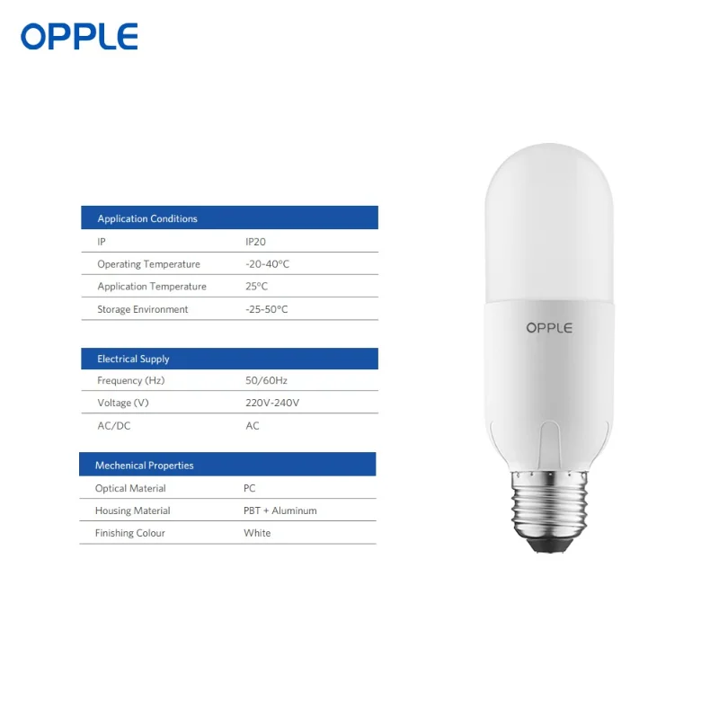 OPPLE LED Bulb E27 EcoMax Stick Lamp 8W 13W 15W Warm White Cool White 3000K 4000K 6500K  Energy Saving