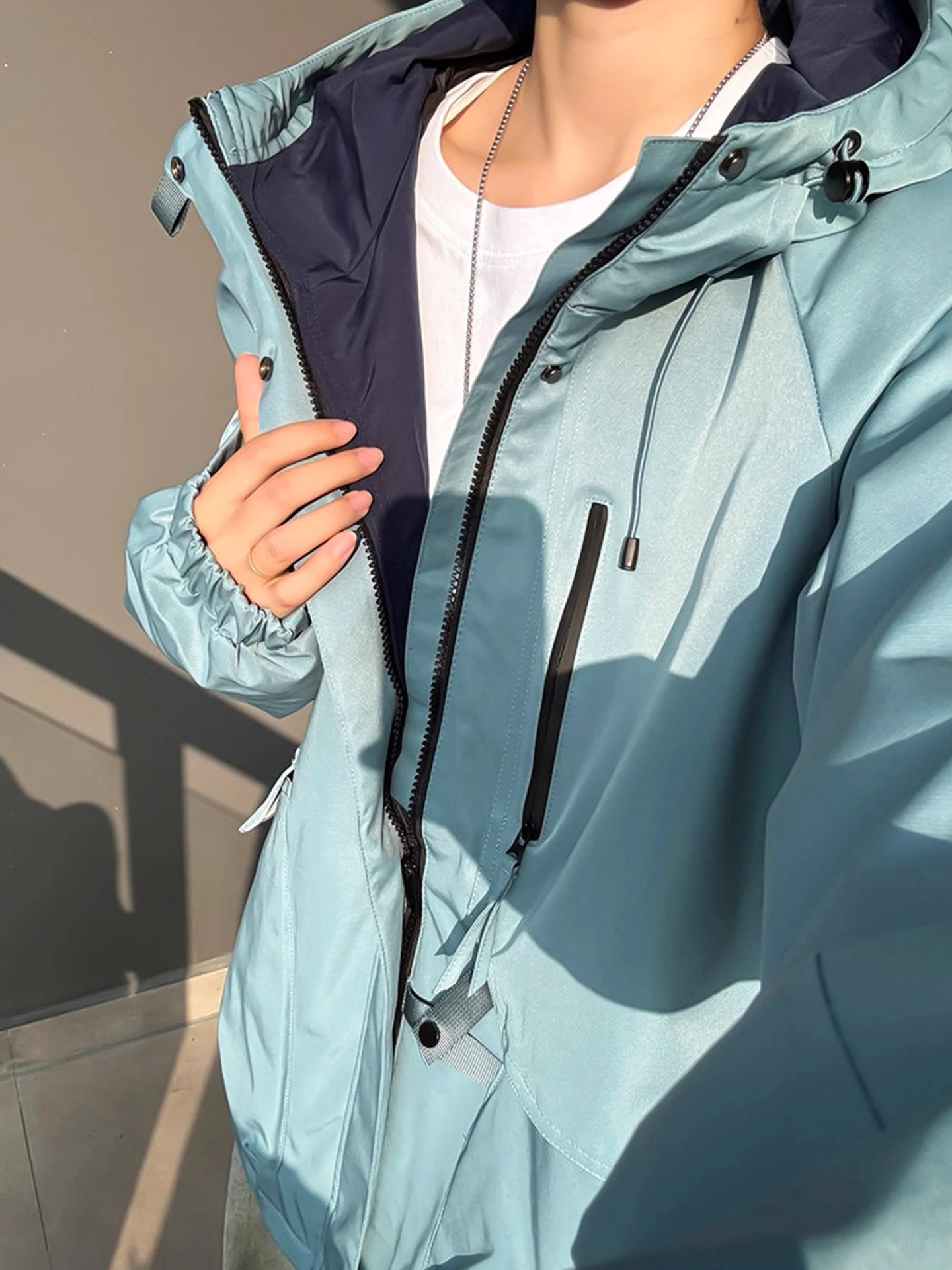 Thiened American Sle Boxy المفكك للقلنسوة الدافئة في الهواء الطلق عارضة الرجال الشتاء Jaet الشباب العصرية طويلة Sve سستة Cl... #2