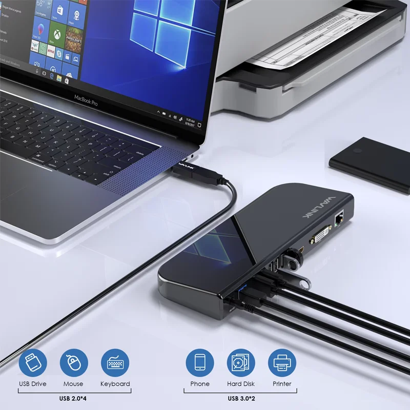 Wavlink-ユニバーサルドッキングステーション,USB 3.0, 13 in 1, USB-C