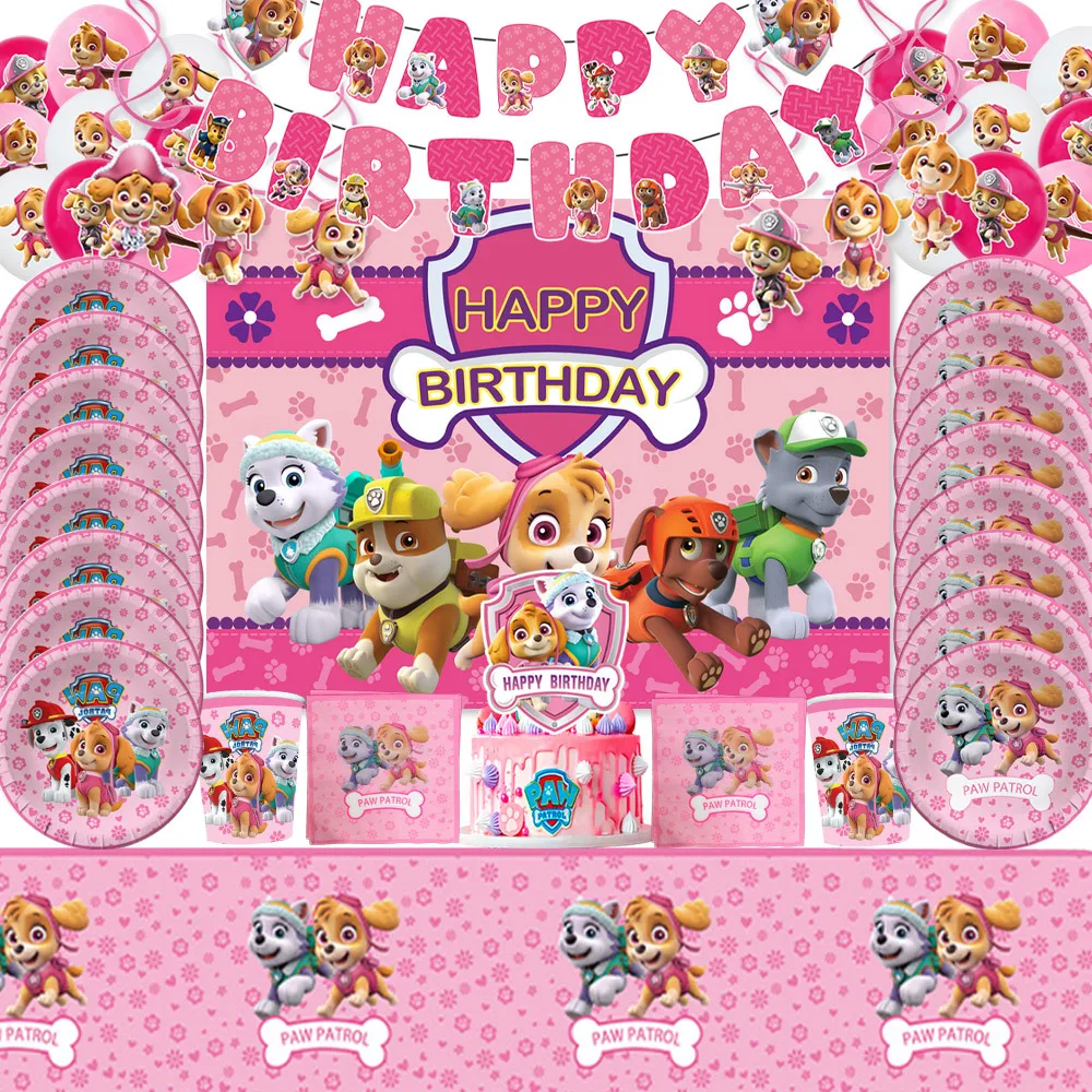 PAW Patrol Birthday Party Decoration New Version Balloon Set Disposable Tableware Kid Event Supplies Banner Backdrop Gift