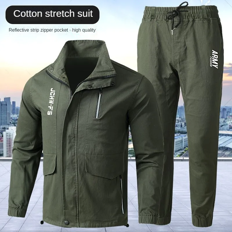 Spring And Autumn Work Clothes Men\'s Suit Cotton Stretch Camouflage Labor Protection Clothing Welding Workers Outdoor Leisure