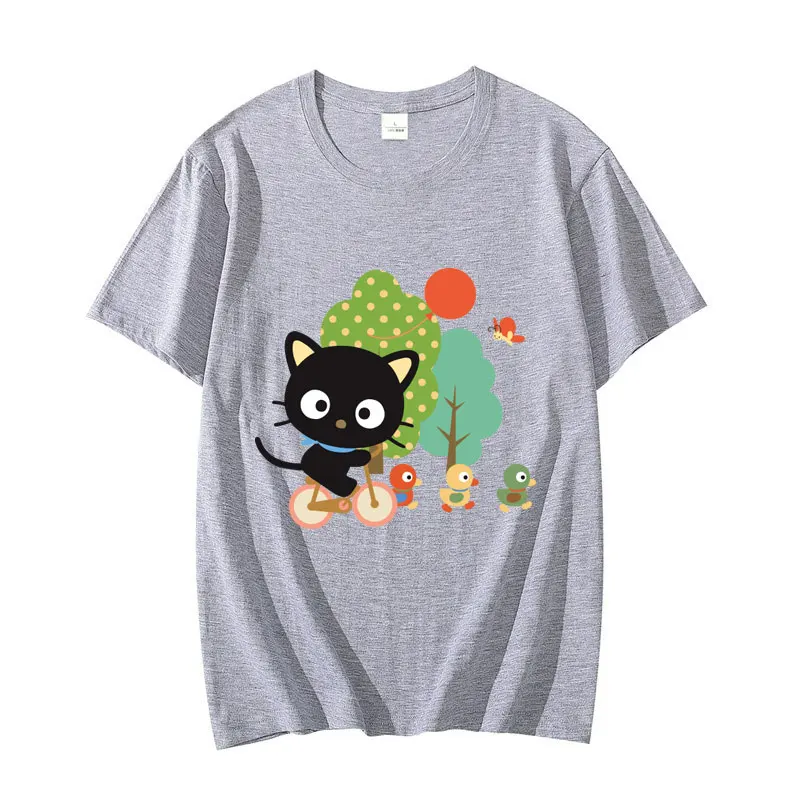 Sanrio Chococat Cartoon Anime Women T-shirt Summer 100% Cotton Men Tee Shirts Tops 2024 New Fashion Couple Clothes