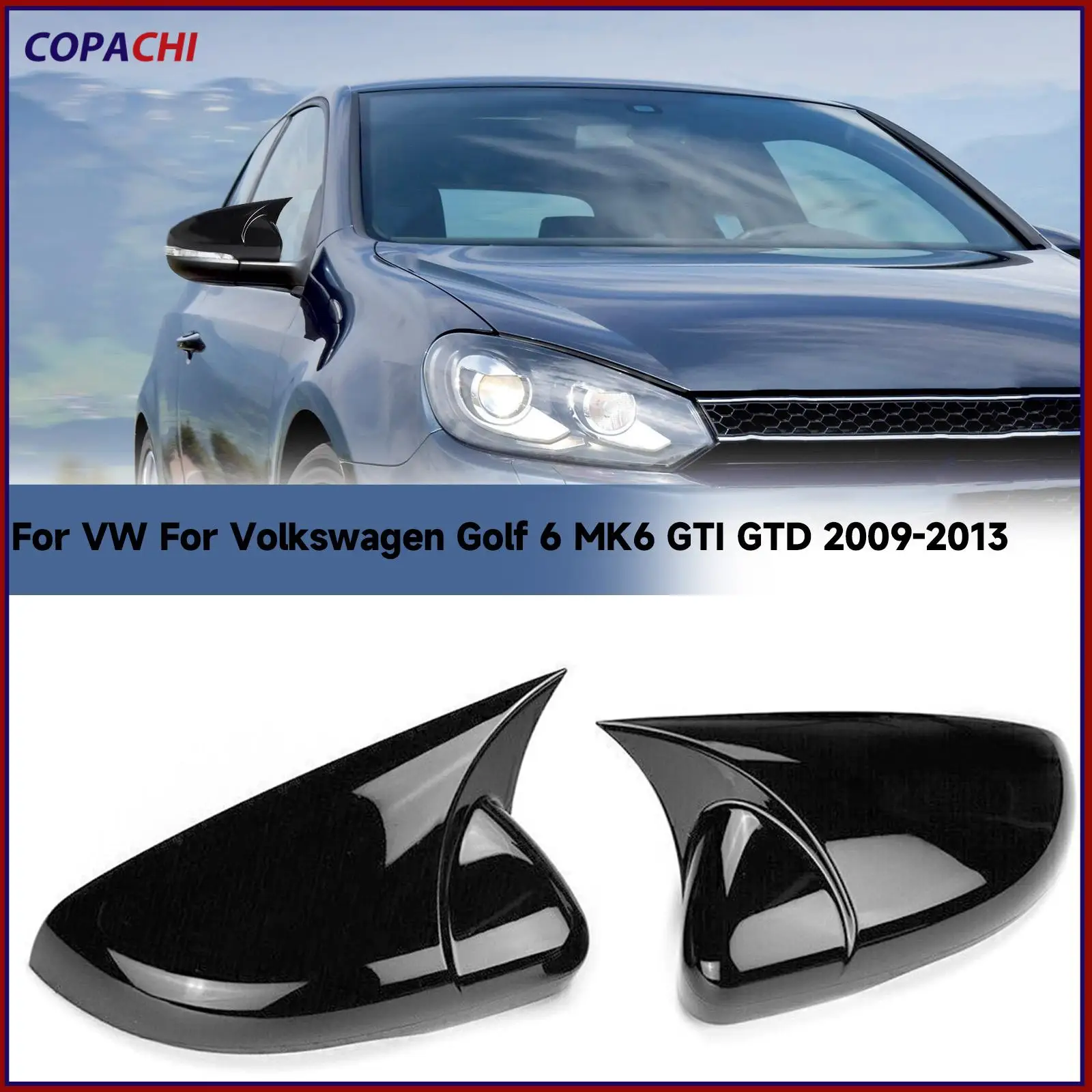 

2 шт., колпачки на боковые зеркала заднего вида для VW Golf MK6 GTI GTD R 2009-2013