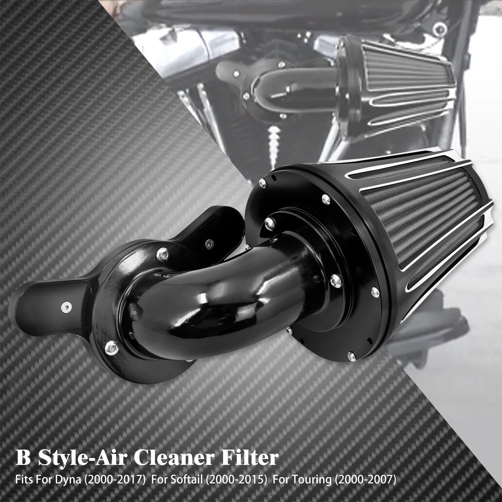 Motorrad Schwarz Luftfilter Intake Reiniger Für Harley Dyna Sportster XL883 1200 48 Touring Softail Breakout Fat Boy Street Glide
