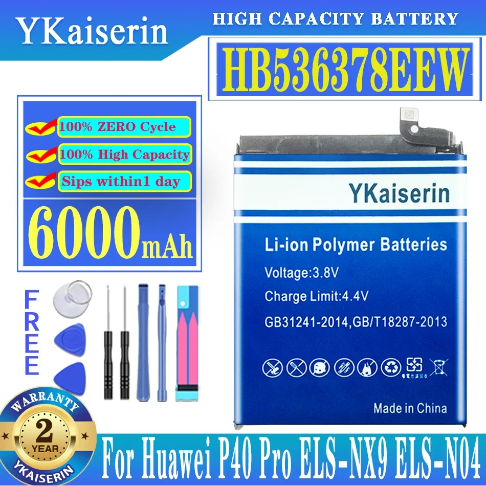 YKaiserin HB536378EEW Replacement Battery for Huawei P40 Pro P40Pro ELS-NX9 ELS-N04 Batteria + Track Code Free Tools