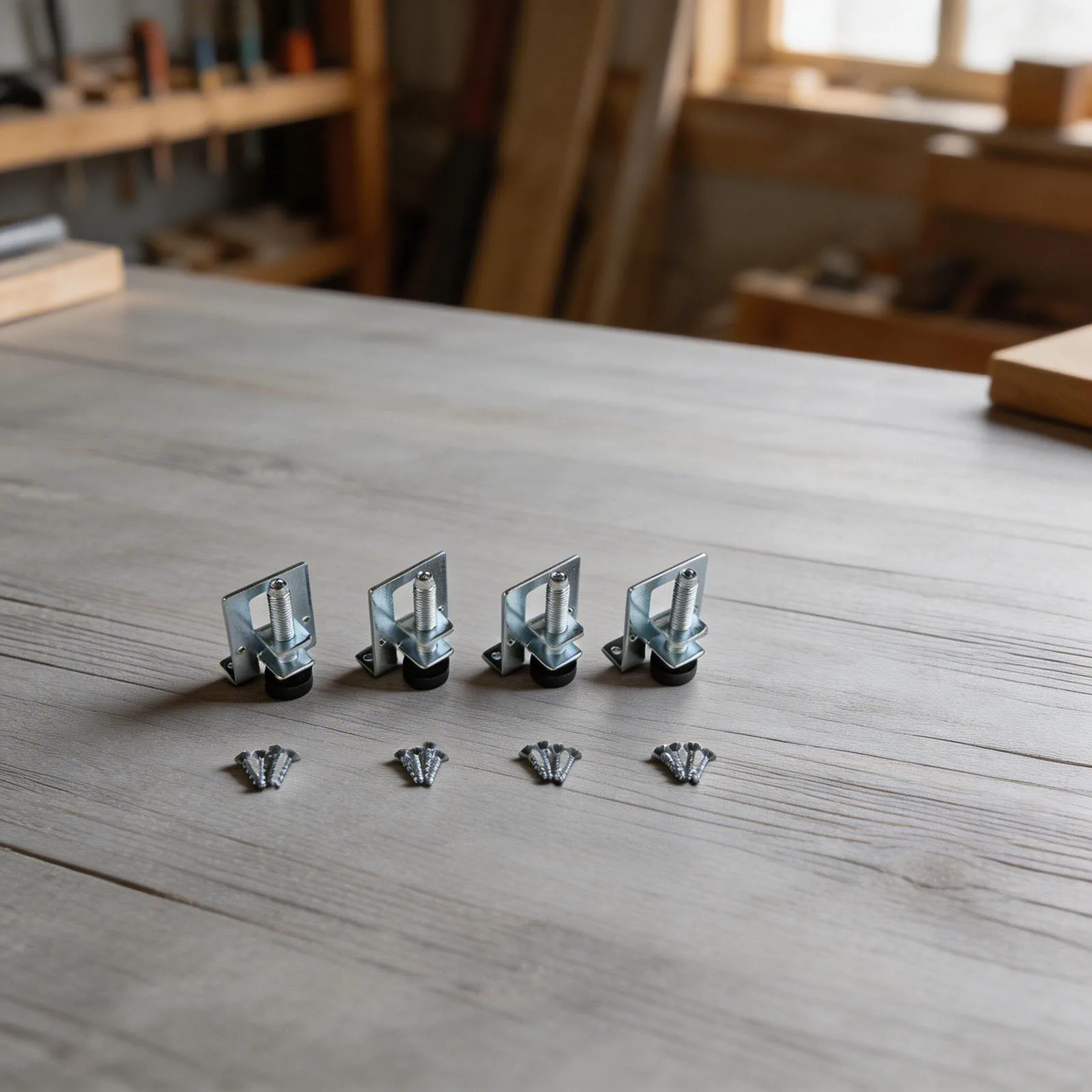 Adjustable leveling foot screws for wardrobe cabinet with anti slip foot pads for uneven floors set of four pieces