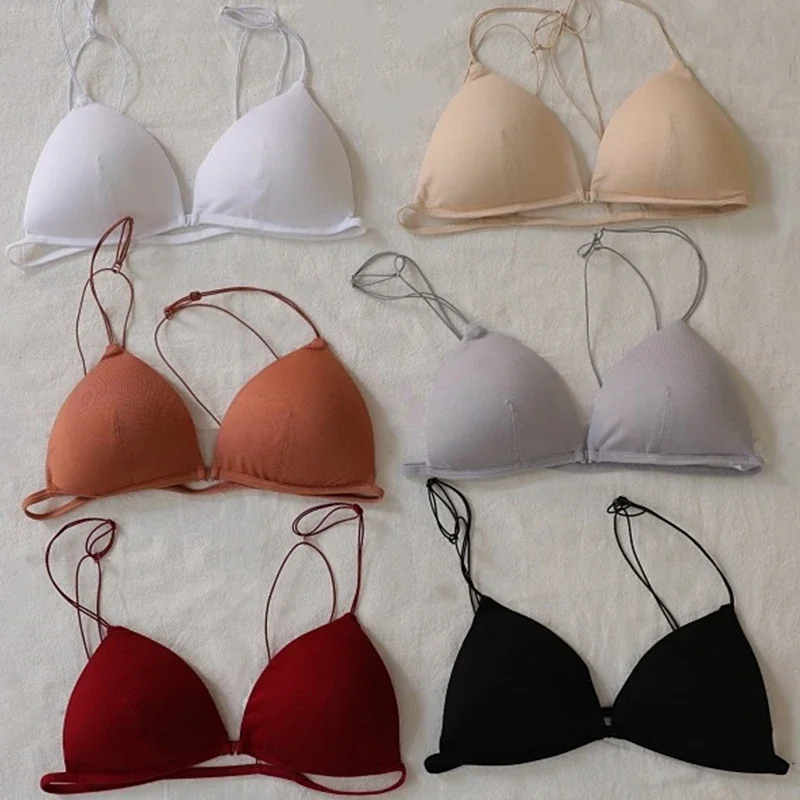 Sexy Front Buckle Seamless Bra for Women Style Bralette Deep V Triangle Cup Bralet Underwear Wireless Lingerie Push Up Bras