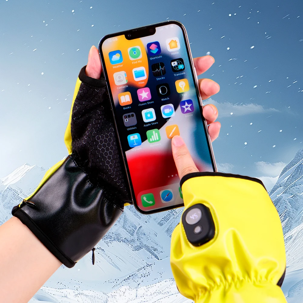 Guantes calefactores Calentador de manos Guantes eléctricos Sin dedos Impermeable Bicicleta Motocicleta Montar Pesca Guantes calefactores de invierno al aire libre