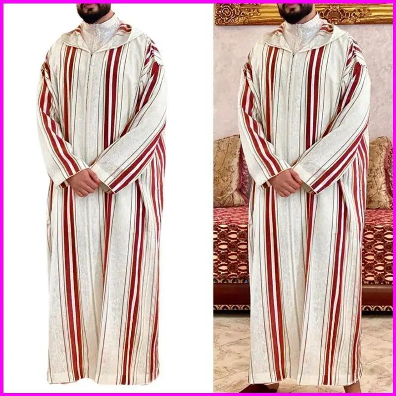 

Ramadan Fashion Long Caftan Muslim Abaya Shirt Youth Qamis Homme Loose Casual Lapel Neck Islamic Clothing for Mens