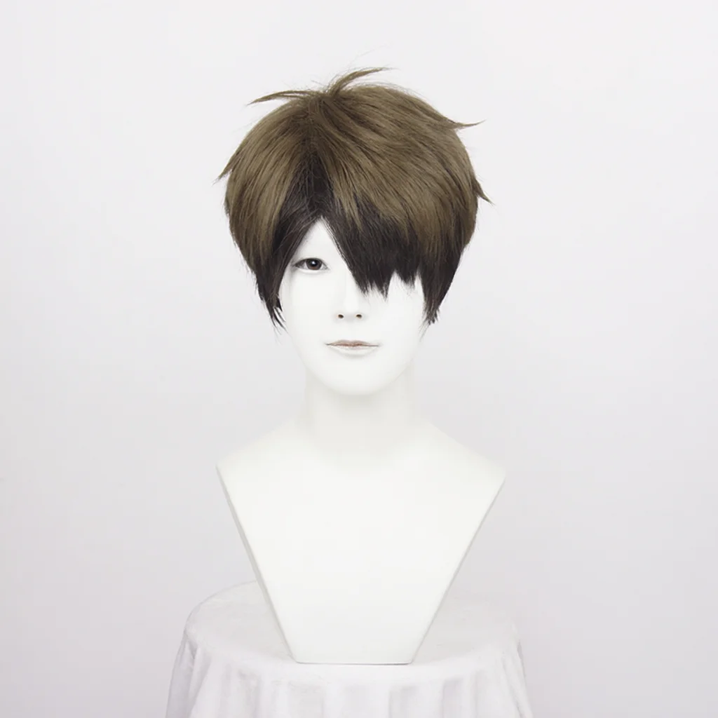 

Wakatoshi Ushijima Short Camel Ombre Heat Resistant Anime Cosplay Wig Ushijima Wakatoshi + Wig Cap