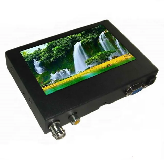 Hot 12V 5 Inch Small Pc Monitor Desktop Lcd Tft Color Mini Computer Display CCTV Monitor 3 Channel Stand Alone Black Metal Shell